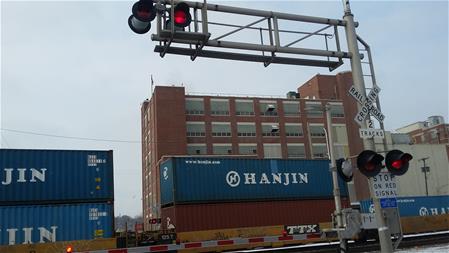 Railroad crossing on McCamly Street